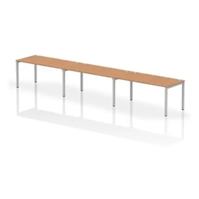 Impulse Bench Single Row 3 Person 1600 Silver Frame Bench Desk Oak