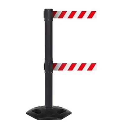 Obex Weatherproof Twin Belt Barrier 3400mm Black+Red/White Chevron