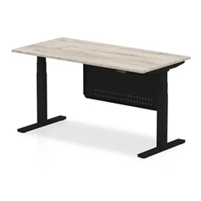 Air 1600x800 Height Adjustable Desk Grey Oak Black Leg Modesty Panel