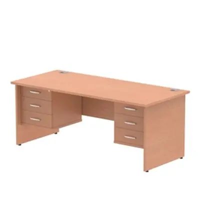 Impulse 1800x800mm Desk Beech Top Panel Leg 2x3 Drawer Fixed Pedestal