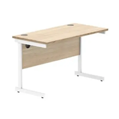 Office Rectangular Desk Steel Single Cantilever 1200X600 Oak/White