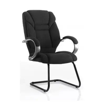 Galloway Visitor Cantilever Chair Black Fabric With Arms