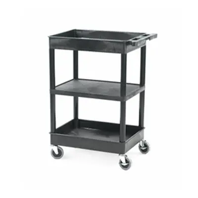 Super Strength Multi Purpose Trolley; Top & Bottom Trays; Shelf; Black