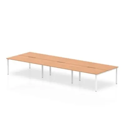 Evolve B2B White Frame Bench Desk 1600 Oak (6 Pod) - BE270