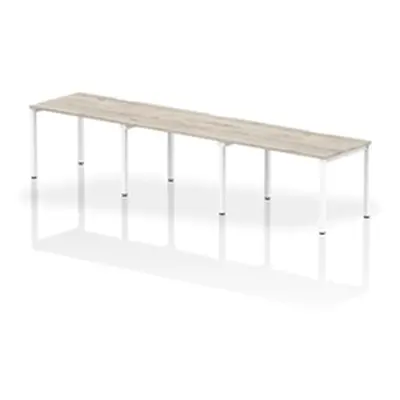 Evolve Plus 1200mm Single Row 3 Person Desk Grey Oak Top White Frame