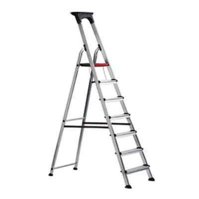 Double Decker Step; 7 Tread; Aluminium; 150kg; Silver/Black/Red