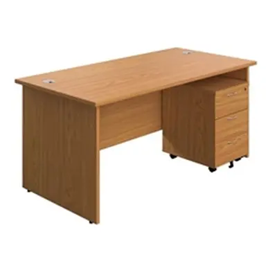 1800X800 Panel Rectangular Desk Nova Oak + 3 Drawer Ped