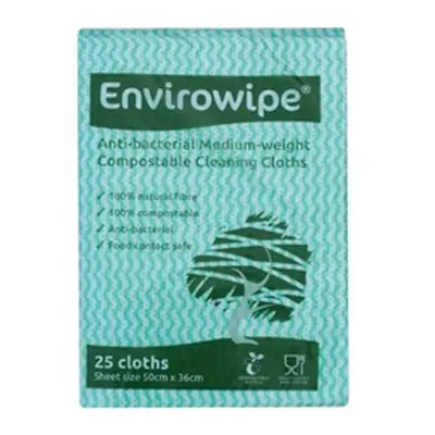 Envirowipe Antibacterial Green Cleaning Cloths (25 Pack) EWF152