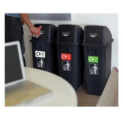 Pedal Bin; Set of 3; 60L; Plastic; Dark Grey