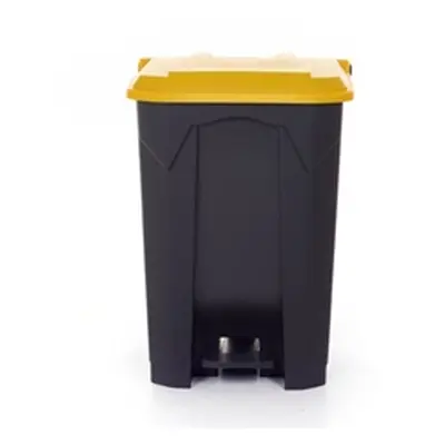 Pedal Bin; 80L; Polypropylene; Grey Body & Yellow Lid