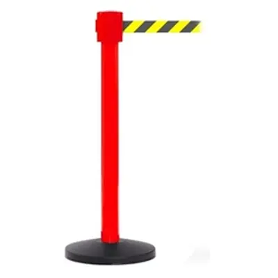 Obex Safety Belt Barrier 10600 mm; Red Post; Black/Yellow Chevron