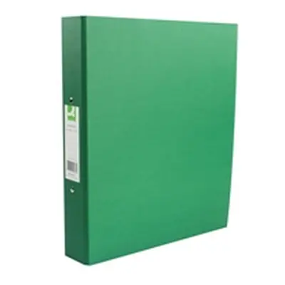 Q-Connect 2 Ring 25mm Paper Over Board Green A4 Binder (10 Pack)