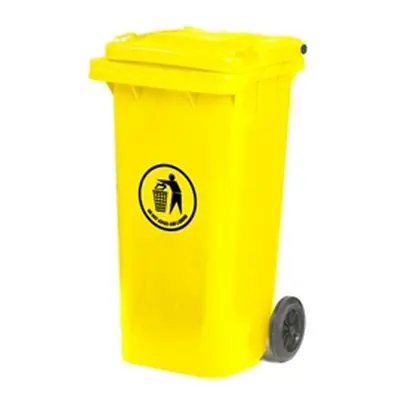 Wheelie Bin; 120L; 100% Virgin Polyethylene; Yellow