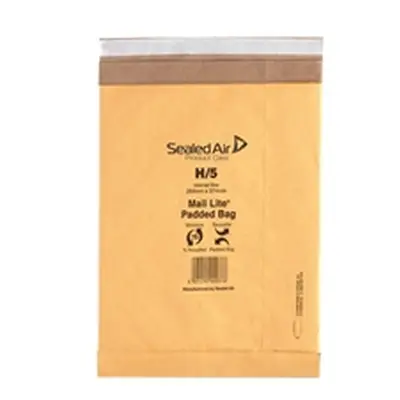 Mail Lite Padded Postal Bag Size H/5 264x374mm Gold (50 Pack)