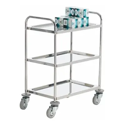 Shelf Trolley; 3 Shelf Trolley with Lip; Swivel Castors; Steel; Silver