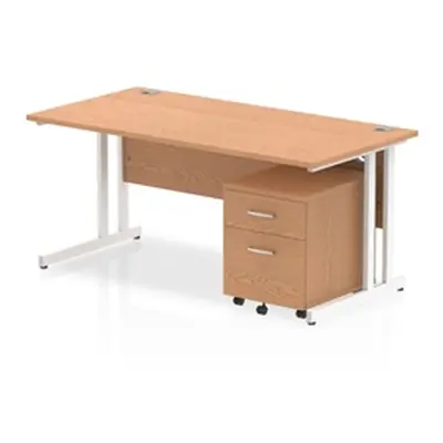 Impulse 1600x800mm Desk Oak WhiteCantilever Leg+ Mobile Ped