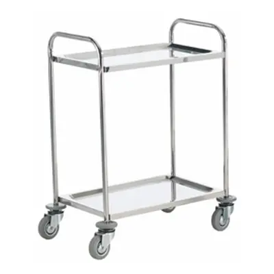 Shelf Trolley; 2 Shelf Trolley with Lip; Swivel Castors; Steel; Silver