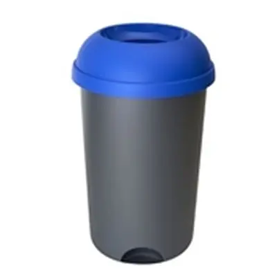 Open Top Bin; 50L; Grey Body; Blue Lid; Plastic