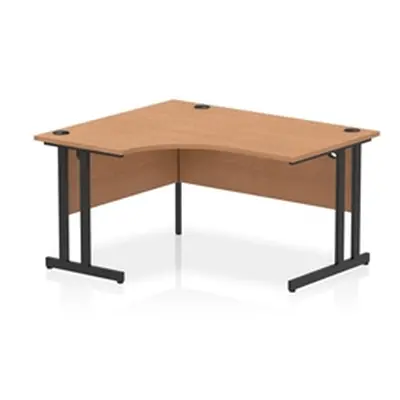 Impulse 1400mm Left Crescent Office Desk Oak Top Black Cantilever Leg