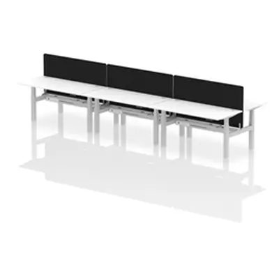 Air B2B 1600x800mm Adjustable 6P Bench Desk CP White/Silver + Screen