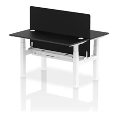 Air B2B 1400x600mm Adjustable 2P Bench Desk CP Black/White + Screen