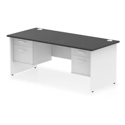 Impulse 1800x800 Desk Black/White Panel End with 2x2 Drawer Fixed Ped