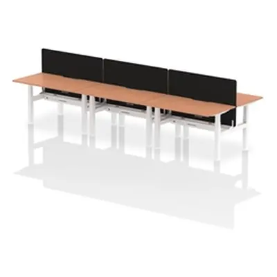 Air B2B 1400x800 Adjustable 6P Bench Desk Scallop Beech/White + Screen