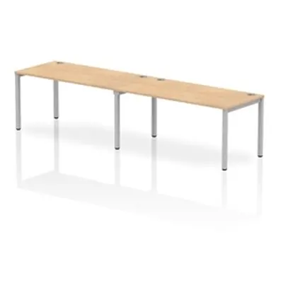 Impulse Bench Single Row 2 Person 1600 Silver Frame Bench Desk Maple