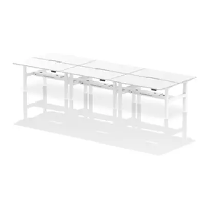 Air B2B 1600x800 Adjustable 6P Bench Desk Scalloped White/White