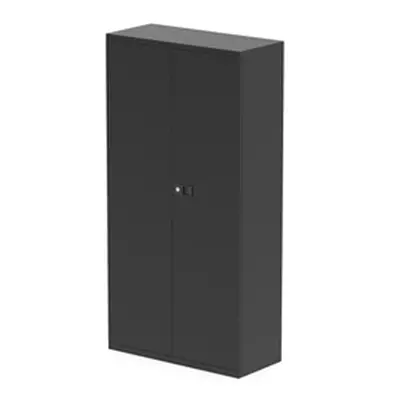 Qube by Bisley Stationery 1850mm 2-Door Cupboard Black With Shelves