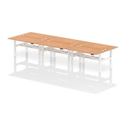 Air B2B 1600x800mm Height Adjustable 6P Bench Desk CP Oak/White