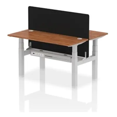 Air B2B 1400x600mm Adjustable 2P Bench Desk CP Walnut/Silver + Screen