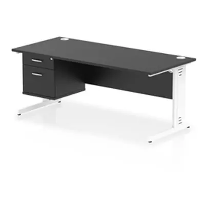 Impulse 1800x800 Desk Black/White Cable Managed Leg 2 Dr Fixed Ped