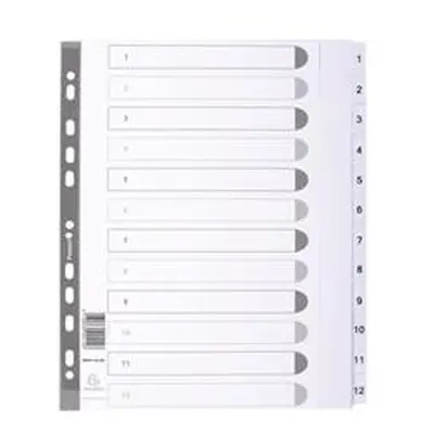 Exacompta Guildhall Mylar Index 1-12 A4 Maxi White