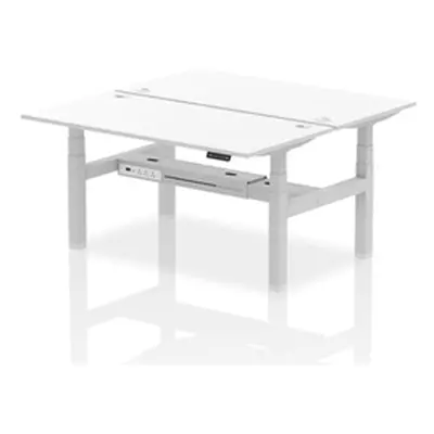 Air B2B 1600x800mm Height Adjustable 2P Bench Desk CP White/Silver