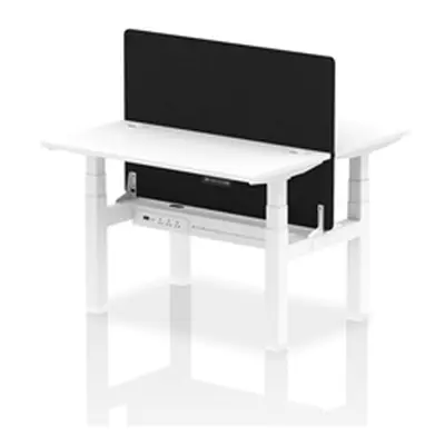 Air B2B 1200x600mm Adjustable 2P Bench Desk CP White/White + Screen