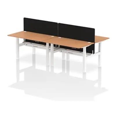 Air B2B 1400x800mm Adjustable 4P Bench Desk CP Oak/White + Screen