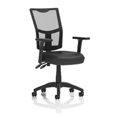 Eclipse Plus II Operator Chair Mesh Back Black Leather Adjustable Arms