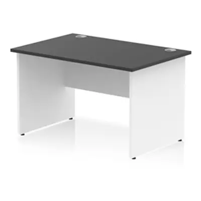 Impulse 1200x800mm Straight Office Desk Black Top White Panel End Leg