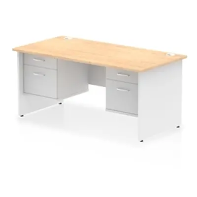 Impulse 1600x800 Desk Maple/White Panel End with 2x2 Drawer Fixed Ped