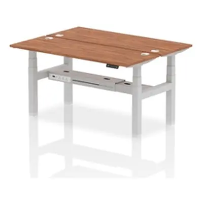 Air B2B 1600x600mm Height Adjustable 2P Bench Desk CP Walnut/Silver