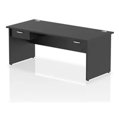 Impulse 1800x800 Desk Black Top Panel End 2x1 Drawer Fixed Ped