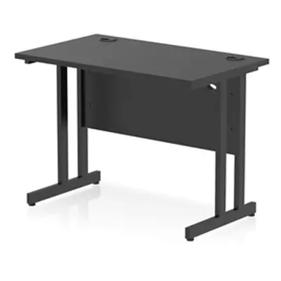 Impulse 1000x600mm Straight Office Desk Black Top Black Cantilever Leg