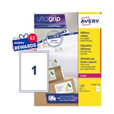 Avery Addressing Labels Laser Jam-Free 199.6x289.1mm White 250 Labels