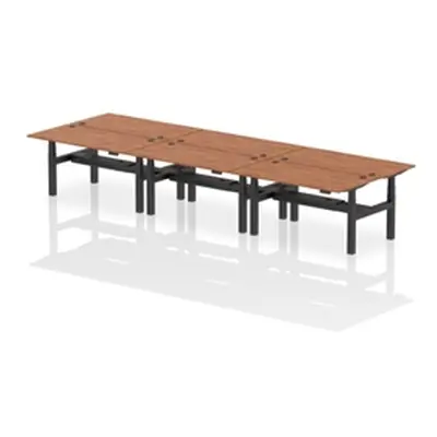 Air B2B 1600x800mm Height Adjustable 6P Bench Desk CP Walnut/Black