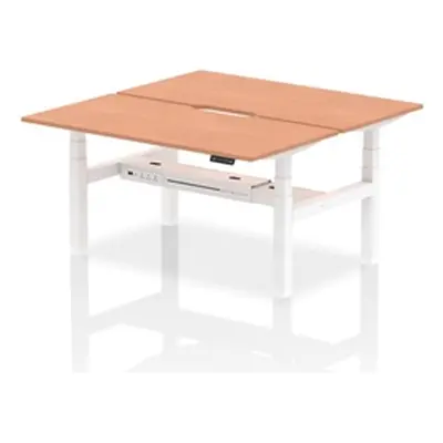 Air B2B 1600x800 Adjustable 2P Bench Desk Scalloped Beech/White