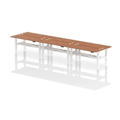 Air B2B 1600x600mm Height Adjustable 6P Bench Desk CP Walnut/White