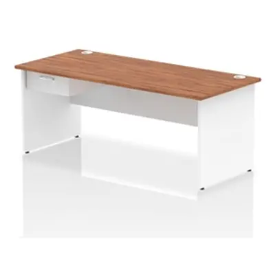 Impulse 1800x800 Desk Walnut/White Panel End 1x1 Drawer Fixed Ped