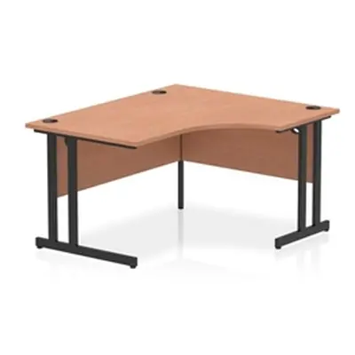 Impulse 1400 RH Crescent Desk Beech Top Black Cantilever Leg