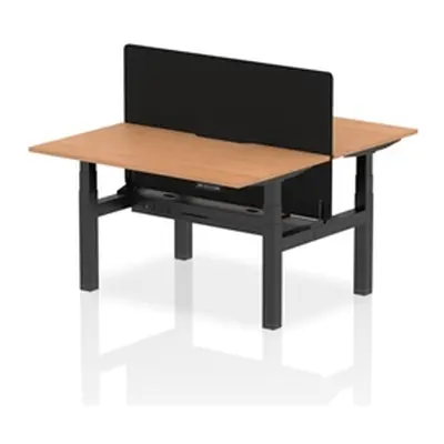 Air B2B 1400x800 Adjustable 2P Bench Desk Scalloped Oak/Black + Screen